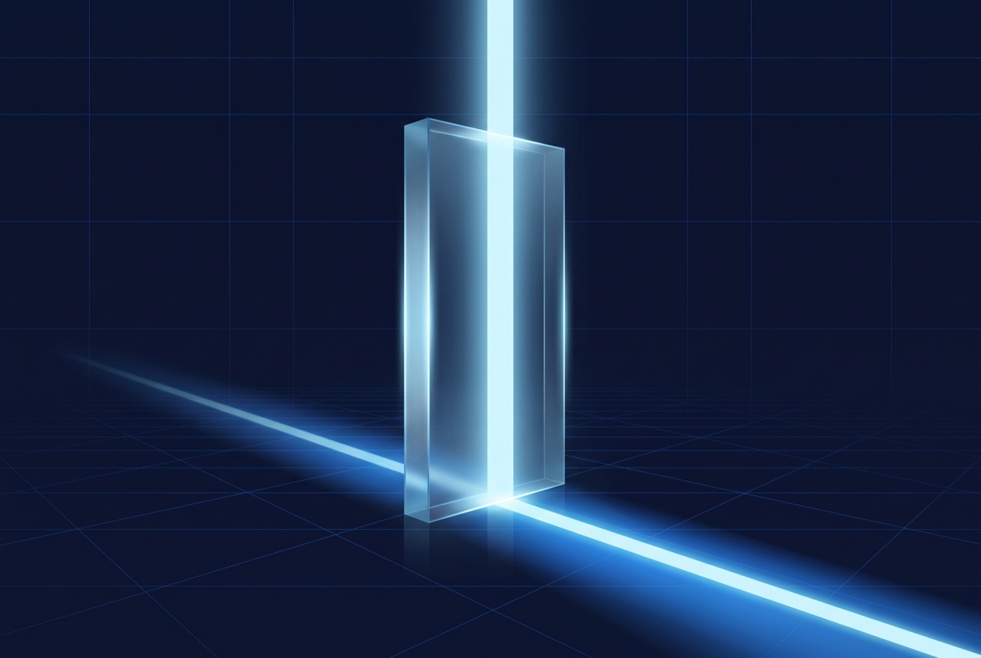Illustration: a single glass monolith with light passing straight through it