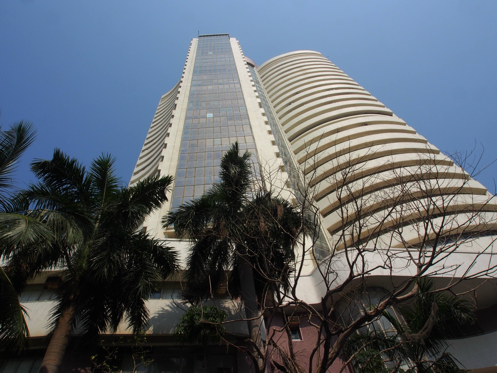 The Bombay Stock Exchange building on Dalal Street, Mumbai, seen from the street