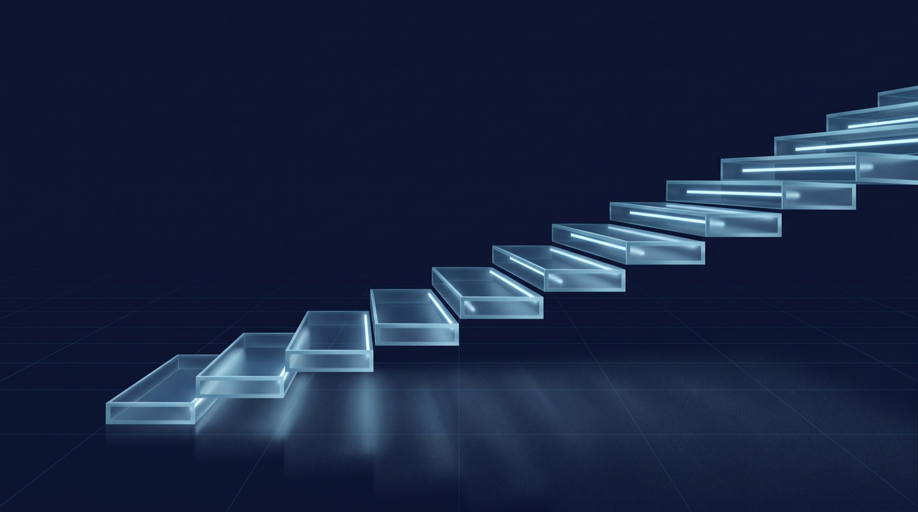 Illustration: glass steps rising in equal increments